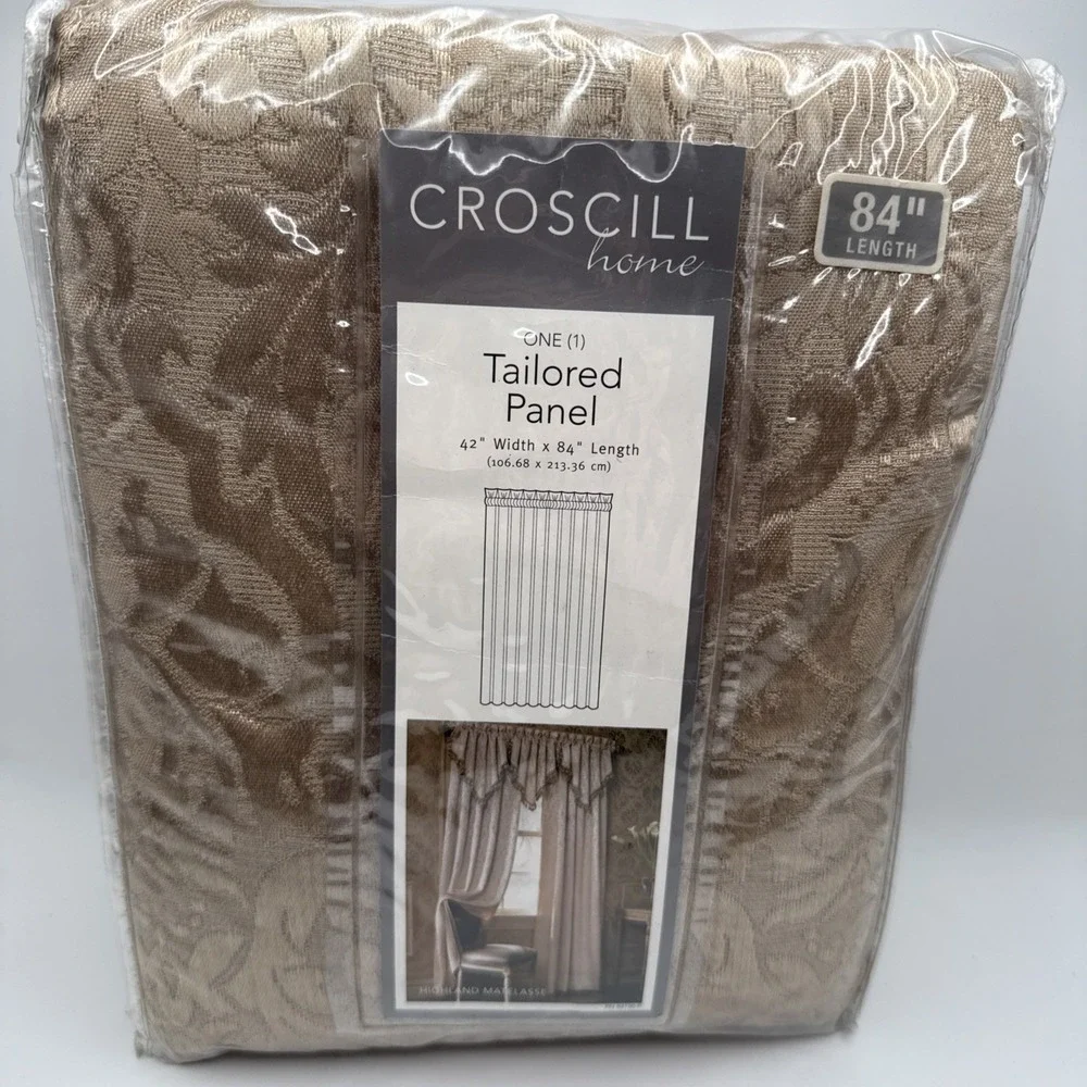 Vtg Croscill Home One Tailored Panel Highland Matelasse Champagne #2136   42x84